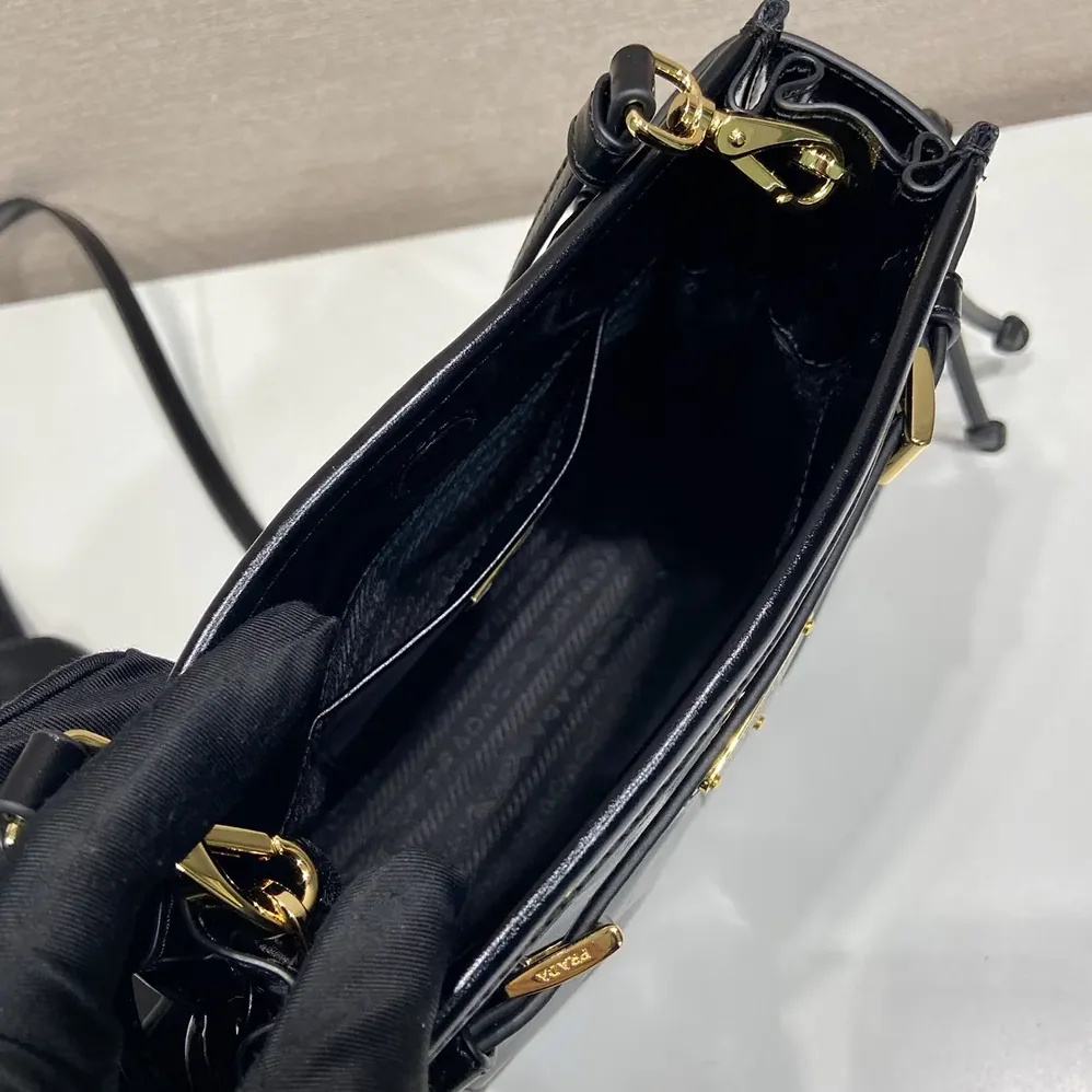 Prada Bonnie Leather Mini Shoulder Bag for Women in Black