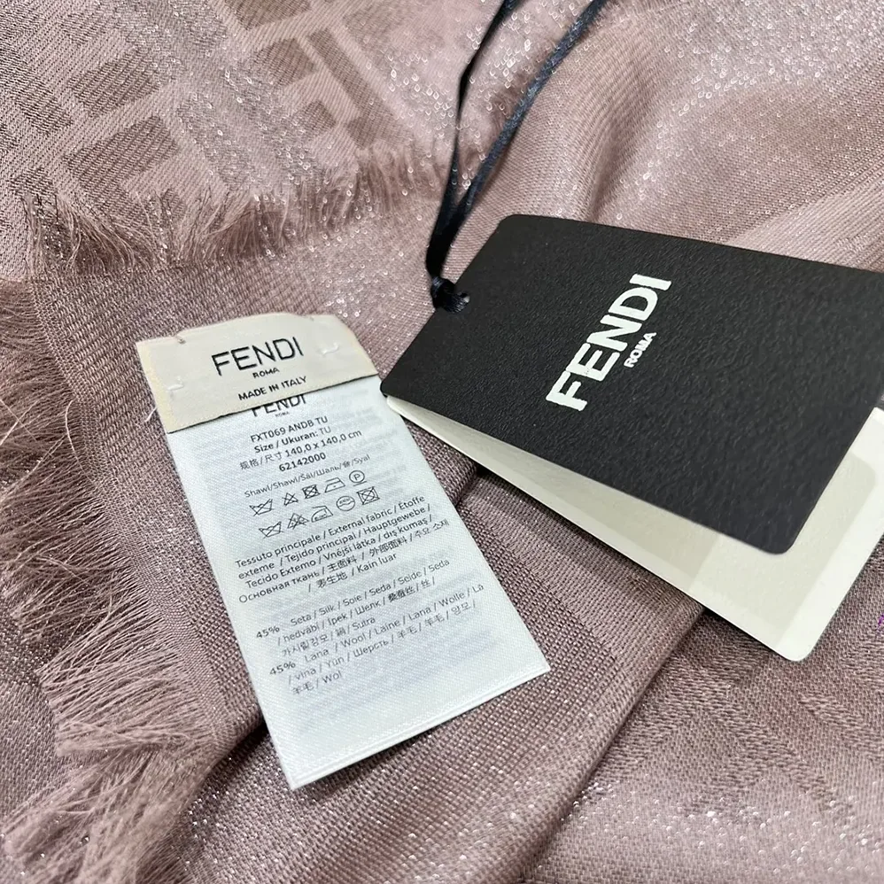 Fendi FF Shawl Dove Gray Silk and Wool Shawl for Unisex