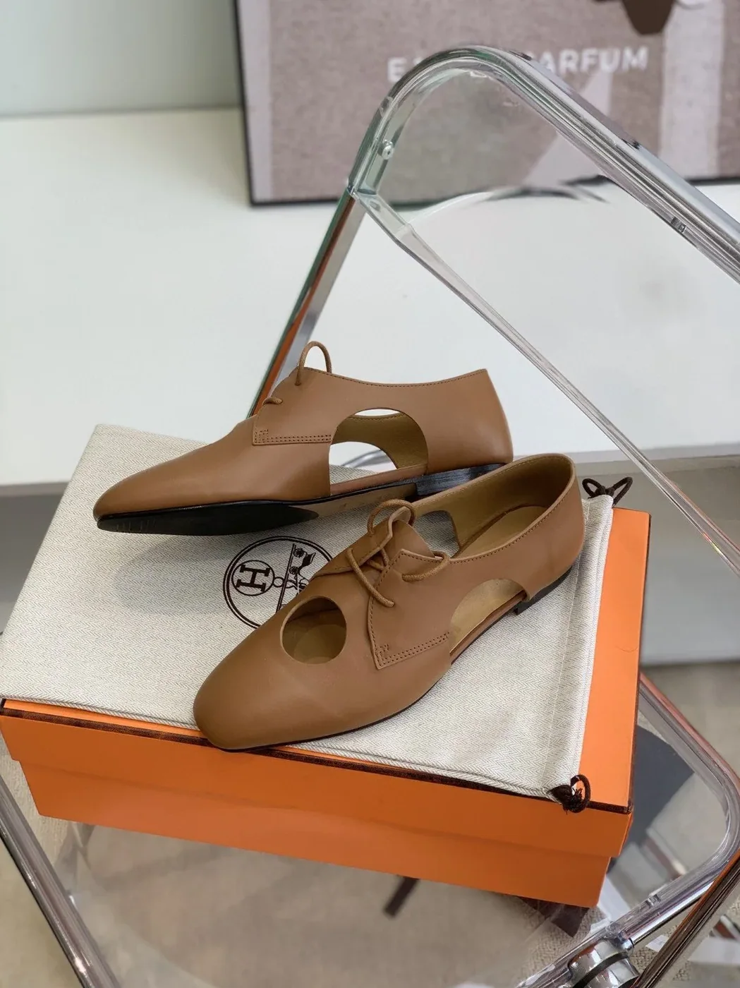 Hermes Epoca Oxford Shoe Brown , Shoes for Women