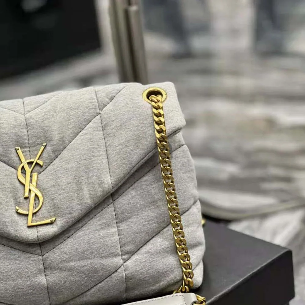 Saint Laurent YSL Puffer Toy Bag in Jersey for Women in White