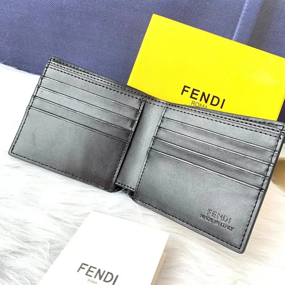 Fendi Bi-Fold Wallet in FF Motif Fabric Brown Coffee for Men