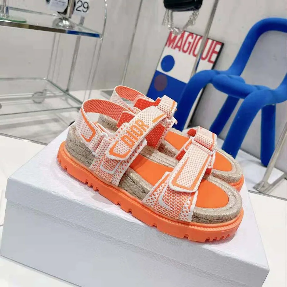 Dior Dioract Sandal White and Bright Orange Technical Mesh and Rubber for Women Dior Dioract Sandal White and Bright Orange Technical Mesh and Rubber for Women