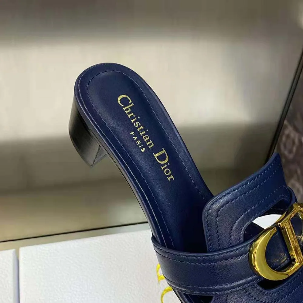 Dior 30 Montaigne Heeled Slide Black Calfskin for Women Dior 30 Montaigne Heeled Slide Black Calfskin for Women