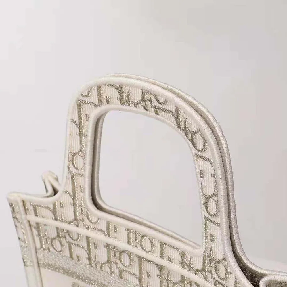 Dior Mini Dior Book Tote Gold for Women in Tone Dior Oblique Embroidery