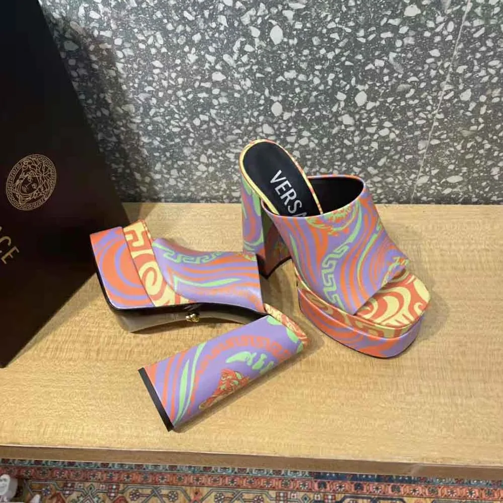 Versace Medusa Music Platform Mules for Women in Purple Versace Medusa Music Platform Mules for Women in Purple