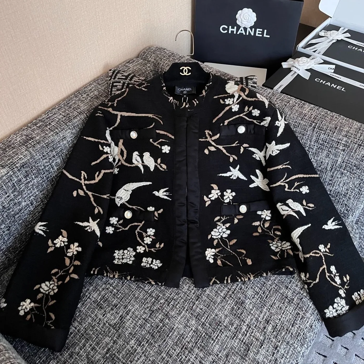 Chanel Cropped Jacket Black Chanel Cropped Jacket Black