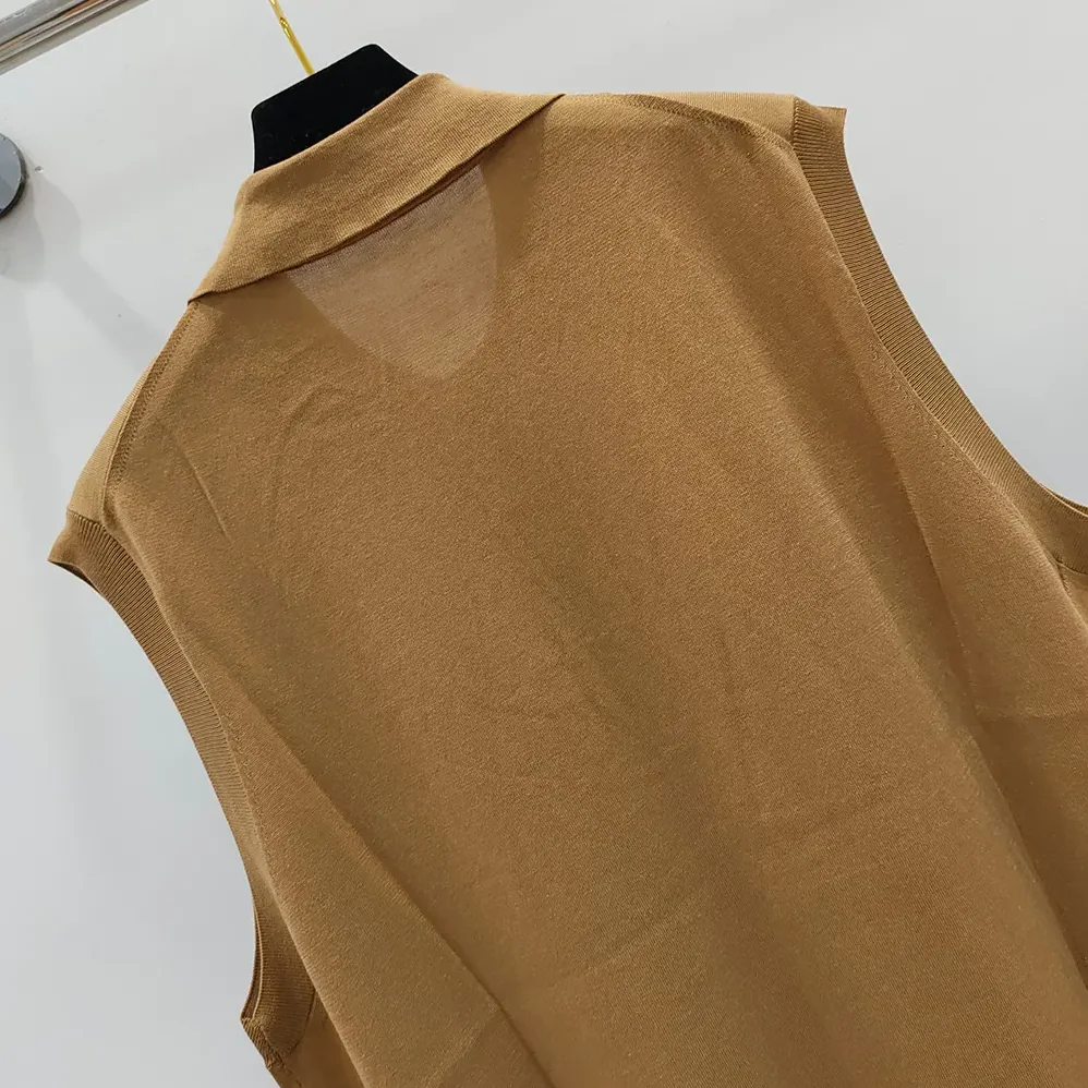 Prada Sleeveless Silk Polo Shirt for Women