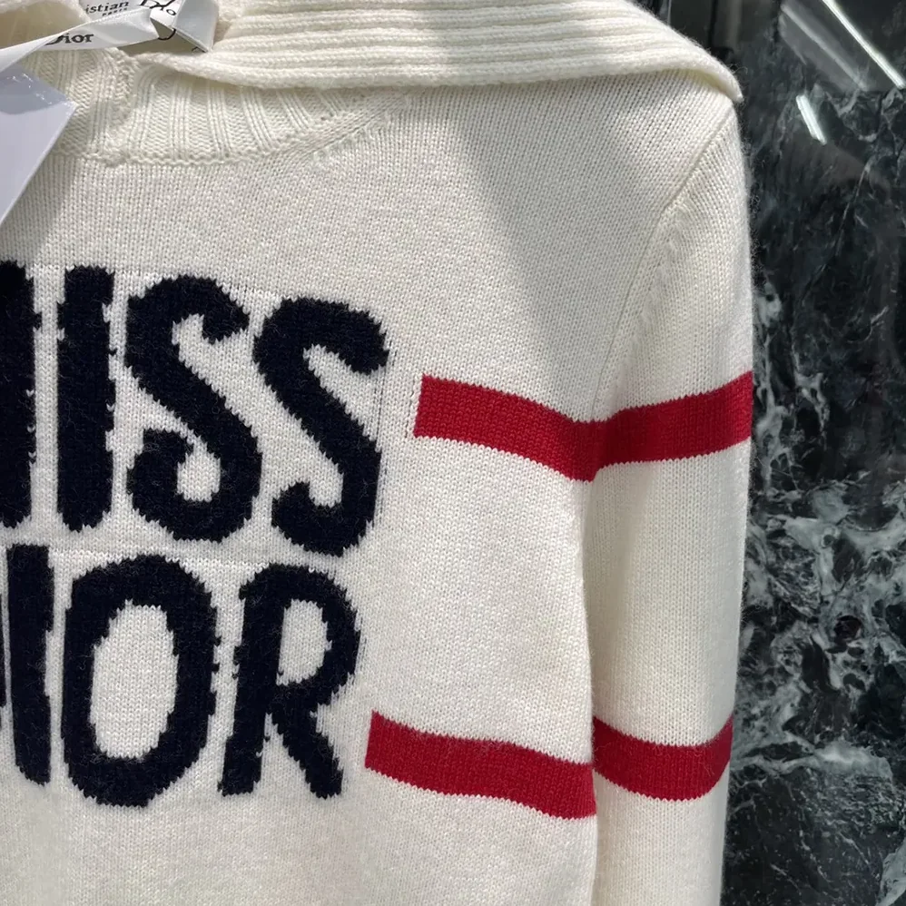 Dior DiorAlps Mock Neck Sweater White Virgin Wool and Cashmere Knit for Women Dior DiorAlps Mock Neck Sweater White Virgin Wool and Cashmere Knit for Women