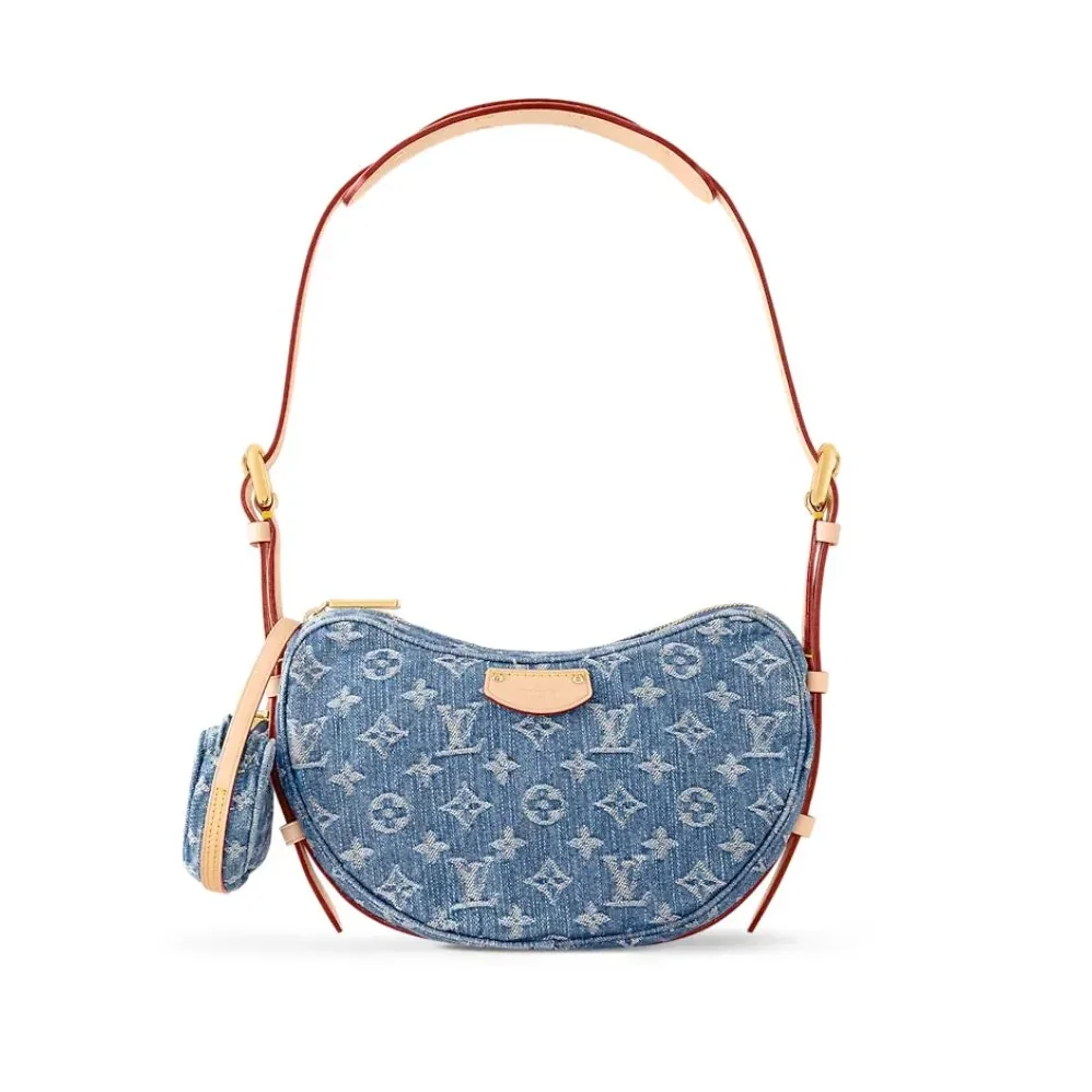 Louis Vuitton Croissant MM Blue Denim - 9.8 Inches /