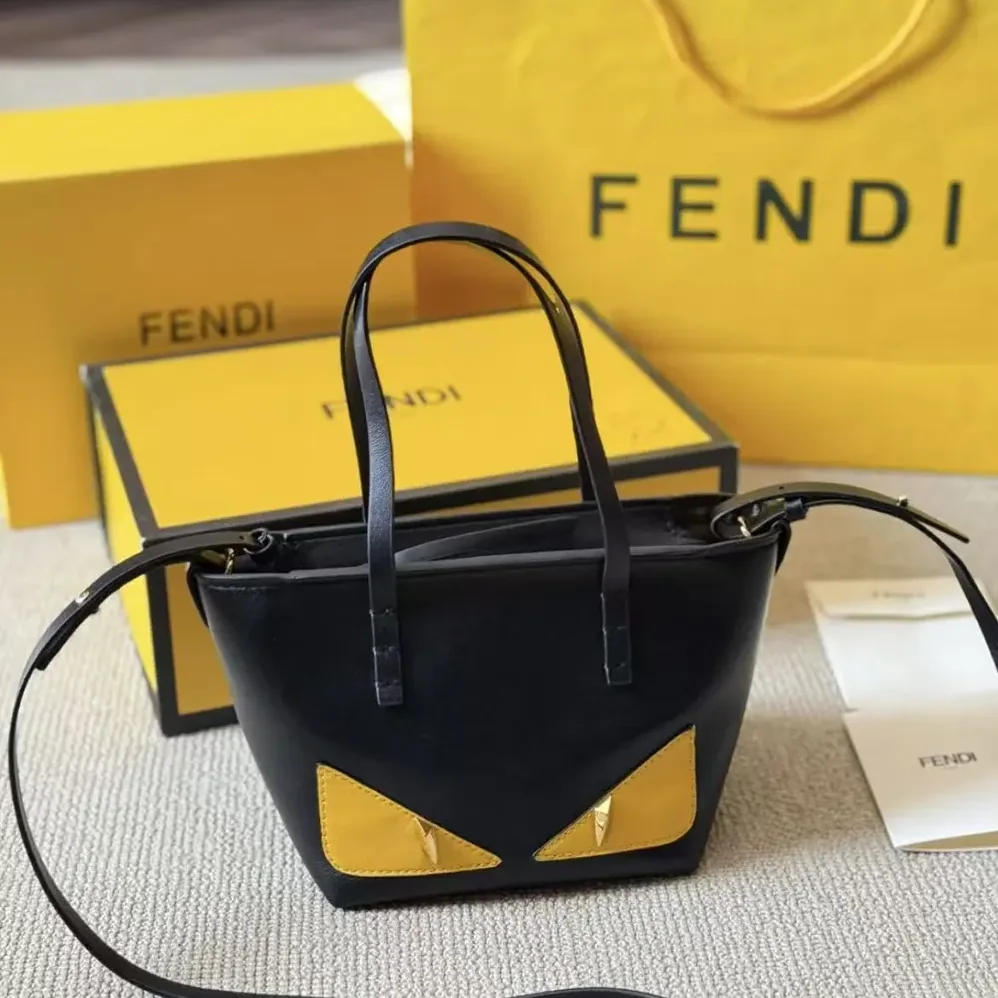 Fendi Ubisex Roll Mini Lunar New Year Black Leather Mini in bag