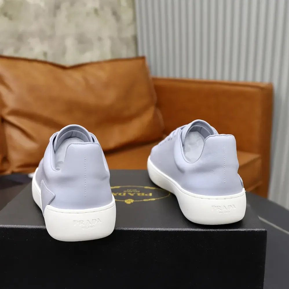 Prada Court Leather Sneakers for Unisex in Pearl Gray Prada Court Leather Sneakers for Unisex in Pearl Gray