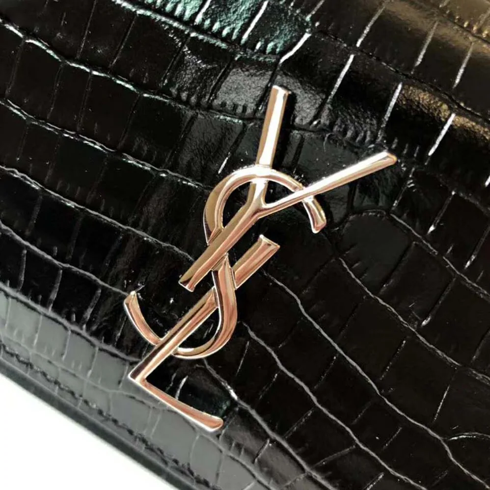 Saint Laurent YSL Sunset Small Supple Crocodile Embossed for Women in Black Saint Laurent YSL Sunset Small Supple Crocodile Embossed for Women in Black