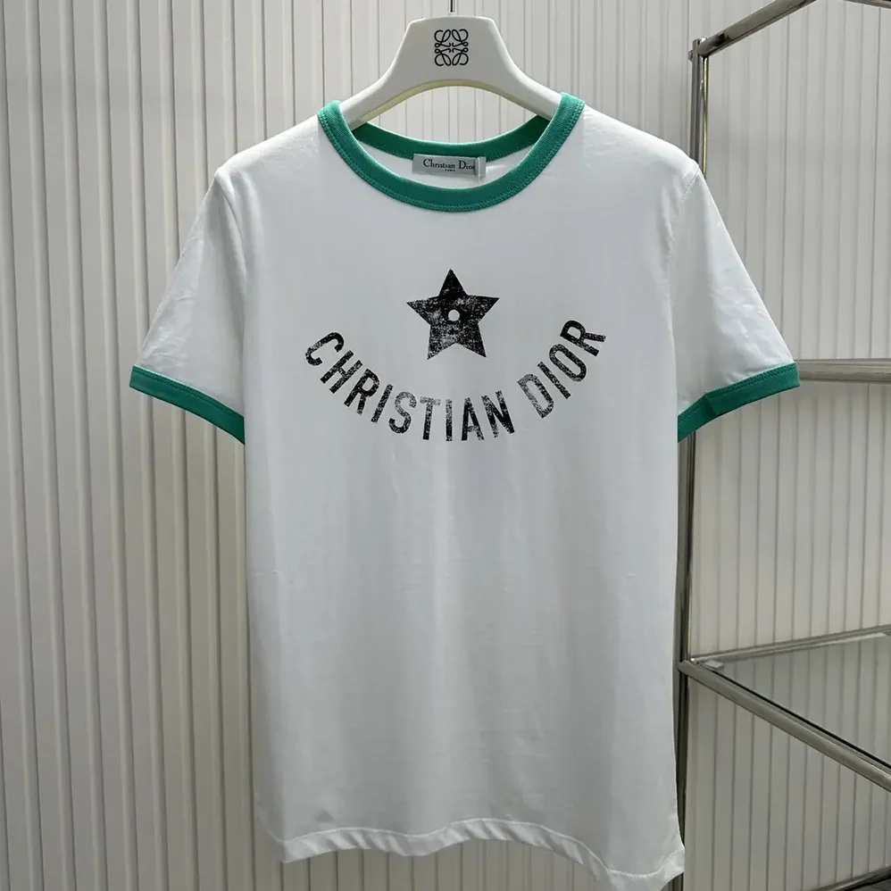 Dior Dioriviera T-Shirt Ecru and Aquamarina Cotton Jersey for Men