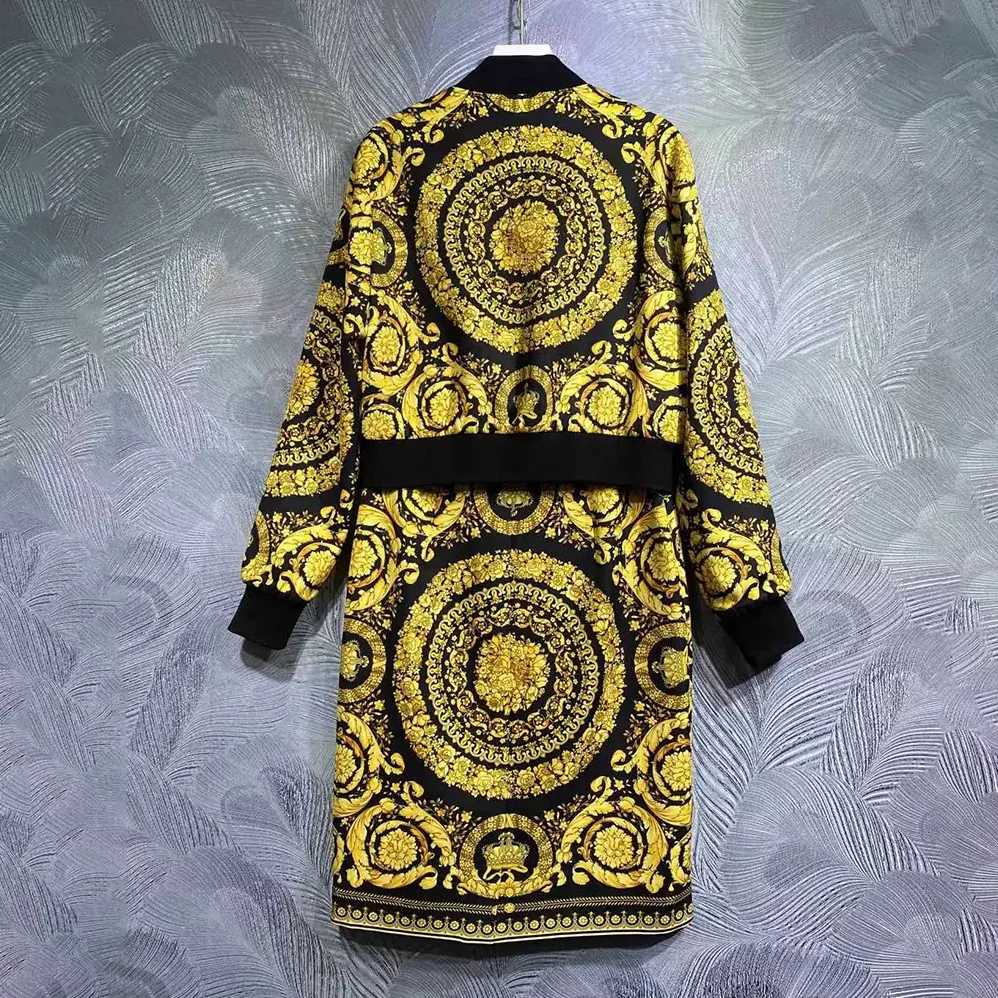 Versace Barocco Bomber Skirt for Women in Yellow Versace Barocco Bomber Skirt for Women in Yellow