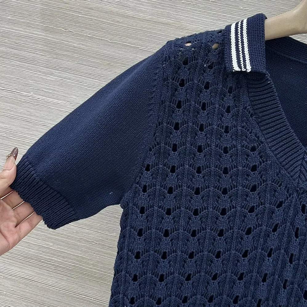 Miu Miu Cotton Polo Shirt for Women in Navy Miu Miu Cotton Polo Shirt for Women in Navy