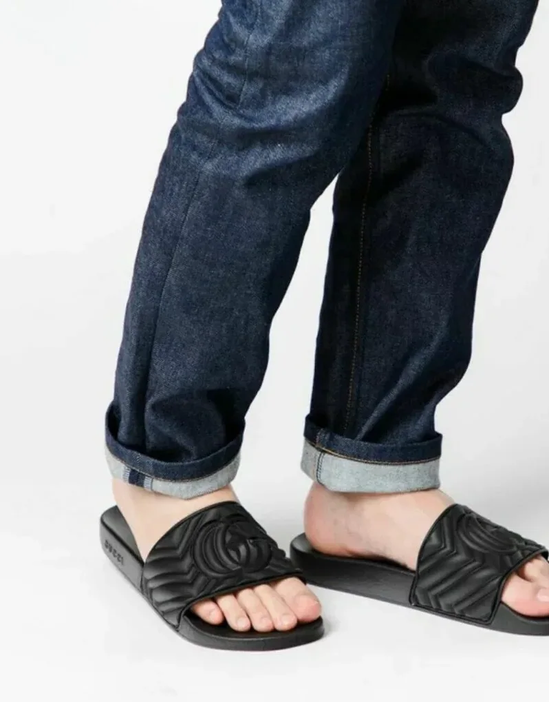 Gucci Quilted GG Rubber Slide Black for Men