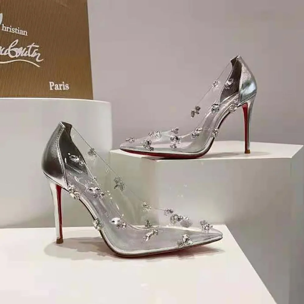 Christian Louboutin Degraqueen Pump with PVC and Iridescent Nappa Leather for Women in Silver