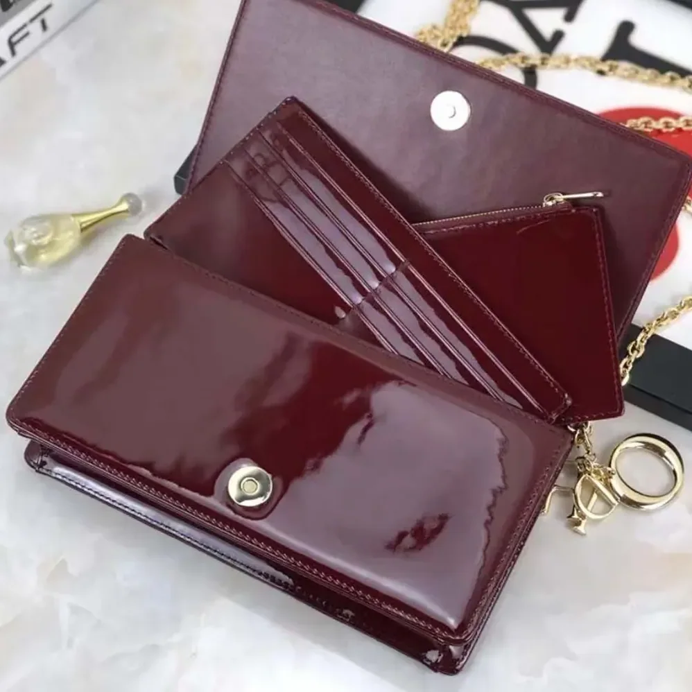 Dior Lady Dior Pouch Patent Cannage Calfskin in Maroon Dior Lady Dior Pouch Patent Cannage Calfskin in Maroon