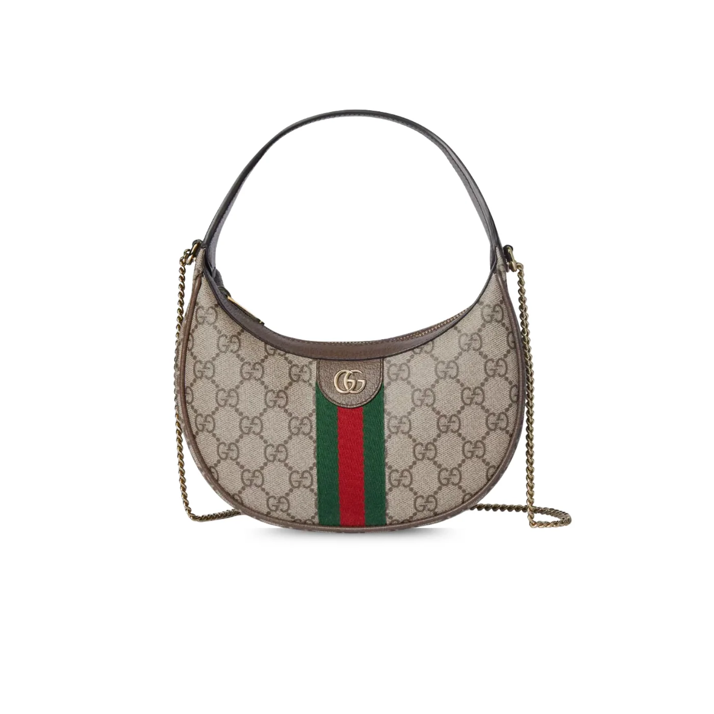 Gucci Ophidia Small Shoulder Bag / Beige/ Dark Brown Gold Hardware