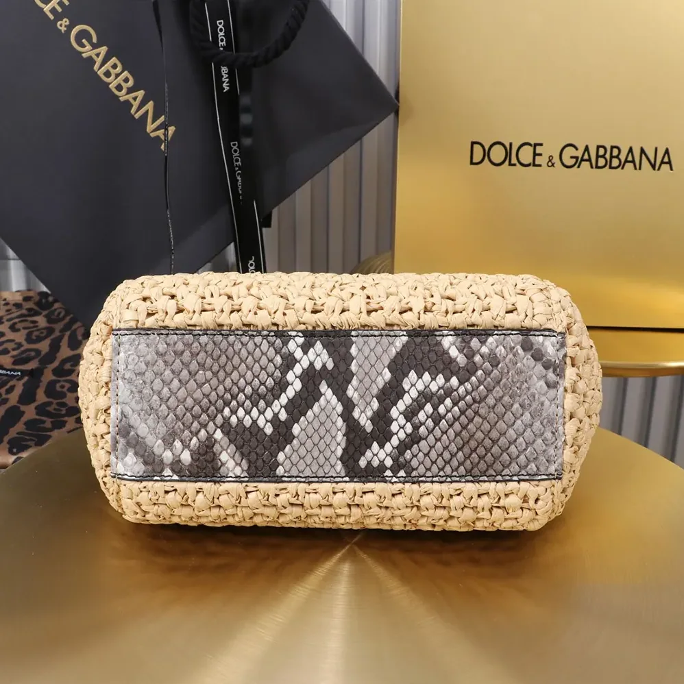 Dolce Gabbana D&G Small Sicily Handbag in Crochet Raffia for Women