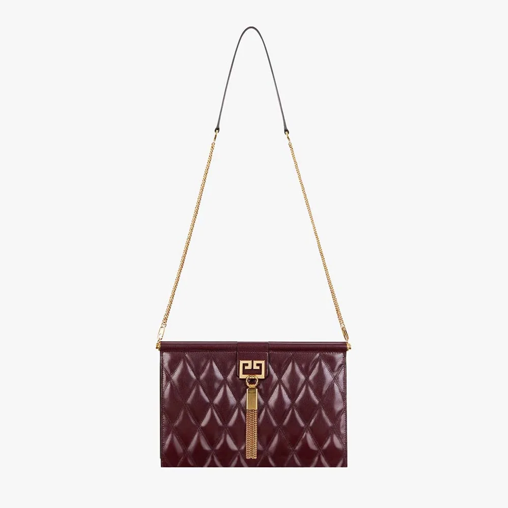 Givenchy Medium Gem Bag In Diamond Quilted Leather for Women in Maroon