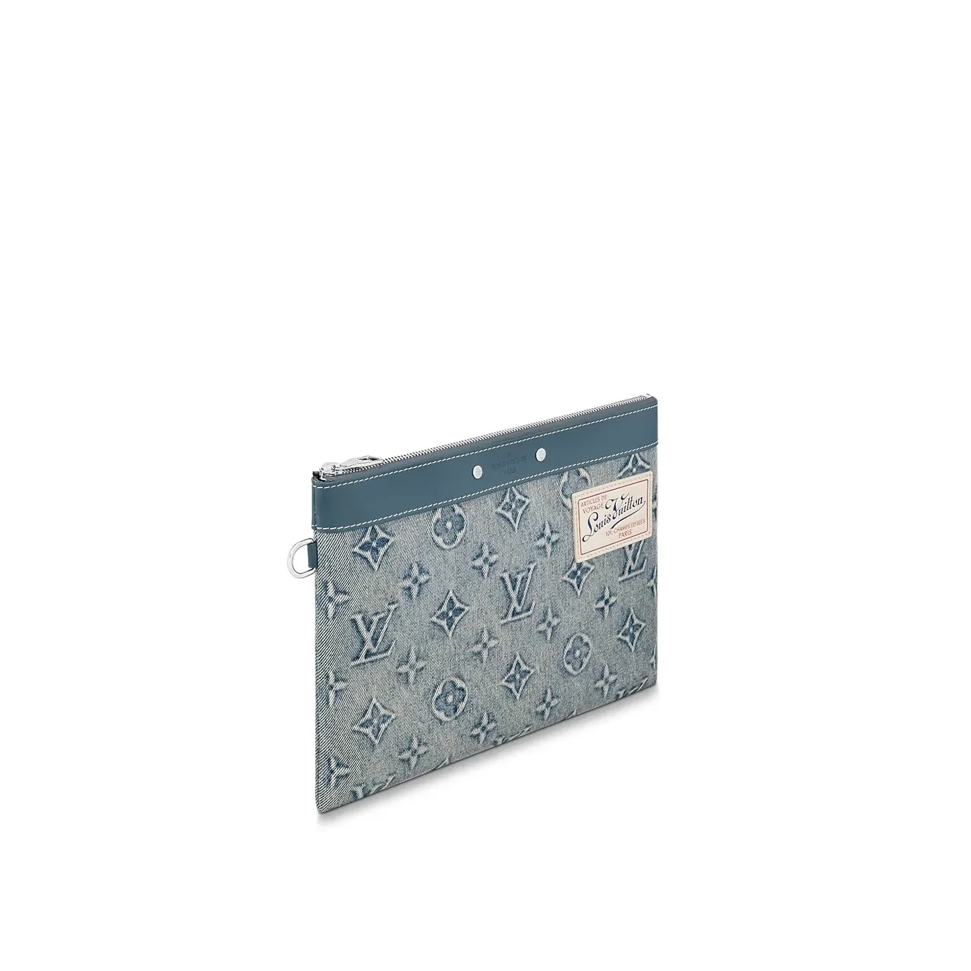 Louis Vuitton Pochette To Go Pouch / Blue Monogram Washed Denim Canvas Silver Hardware Louis Vuitton Pochette To Go Pouch / Blue Monogram Washed Denim Canvas Silver Hardware