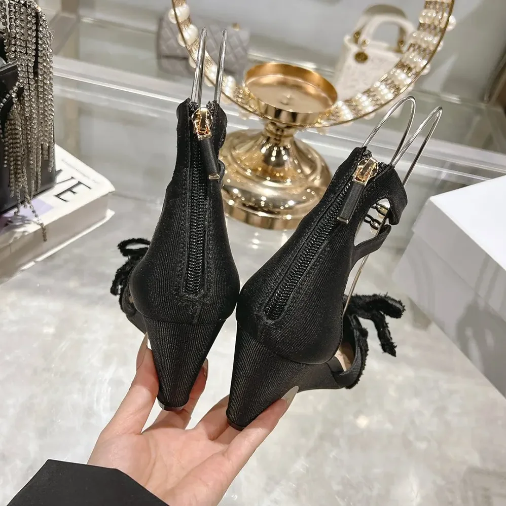 Dior Adiorable Wedge Pump Black Fringed Grosgrain for Women Dior Adiorable Wedge Pump Black Fringed Grosgrain for Women