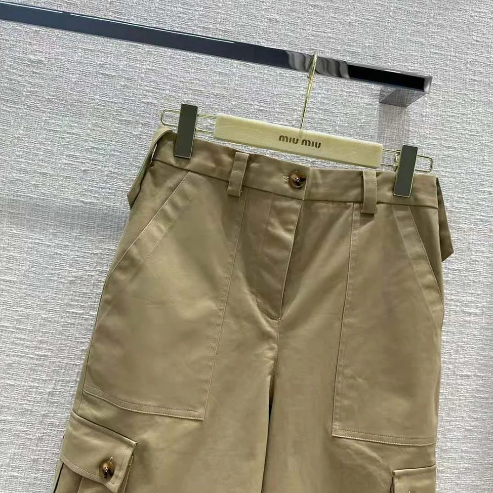 Miu Miu Chino Bermudas with Embroidered Logo on the Back for Women