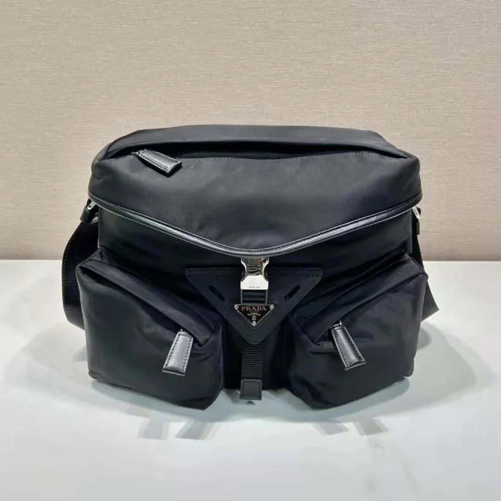 Prada Re-Nylon and Leather Shoulder Bag for Unisex in Black Prada Re-Nylon and Leather Shoulder Bag for Unisex in Black