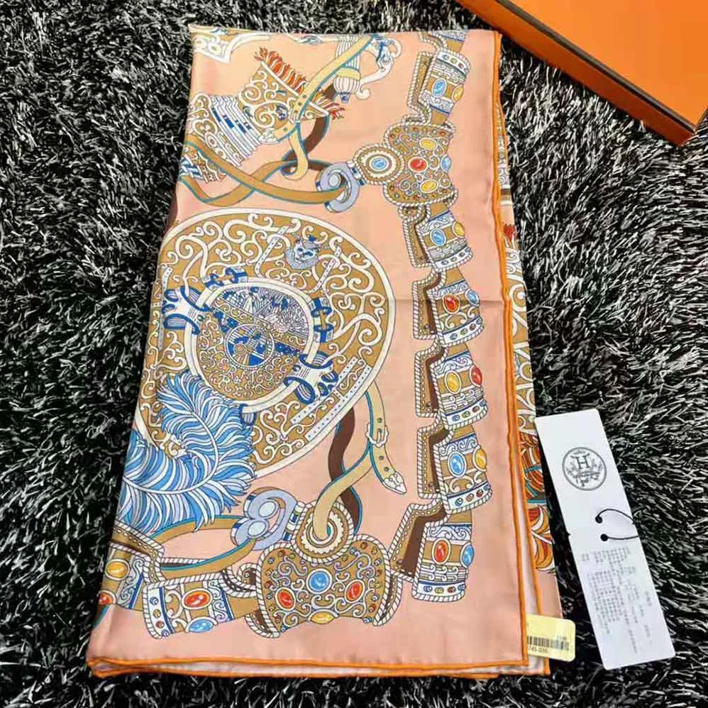 Hermes Sous L Egide De Mars Wash Scarf 90 for Women in Orange Hermes Sous L Egide De Mars Wash Scarf 90 for Women in Orange