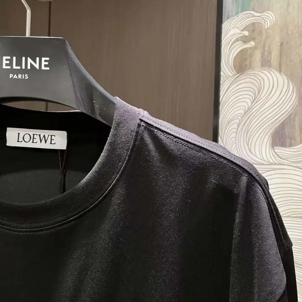 Loewe Loewe Men Loose Fit T-shirt in Cotton for Men in Black/Beige Loewe Loewe Men Loose Fit T-shirt in Cotton for Men in Black/Beige