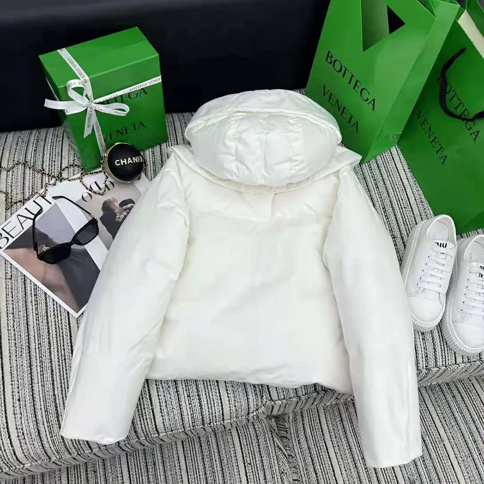 Bottega Veneta Frosted Poplin Puffer Jacket for Women in White