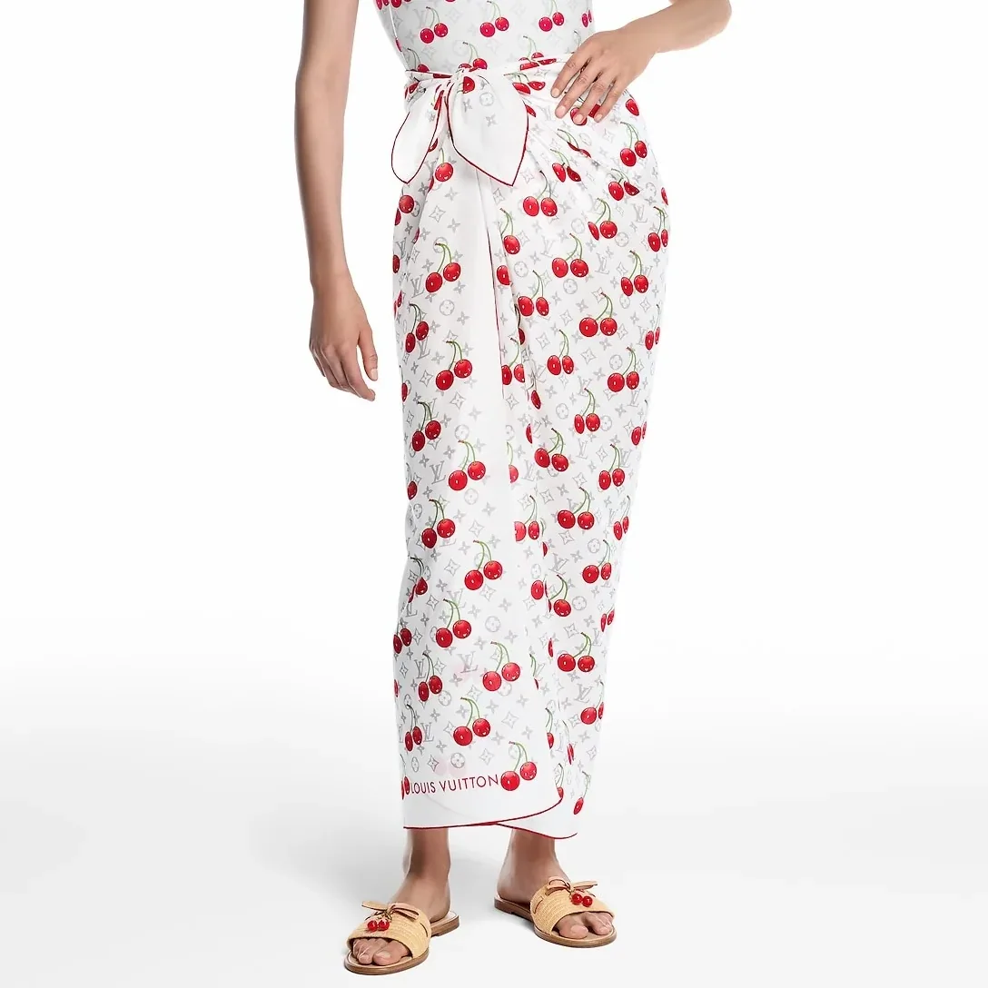 Louis Vuitton LV x TM Monogram Cerise Shawl White /