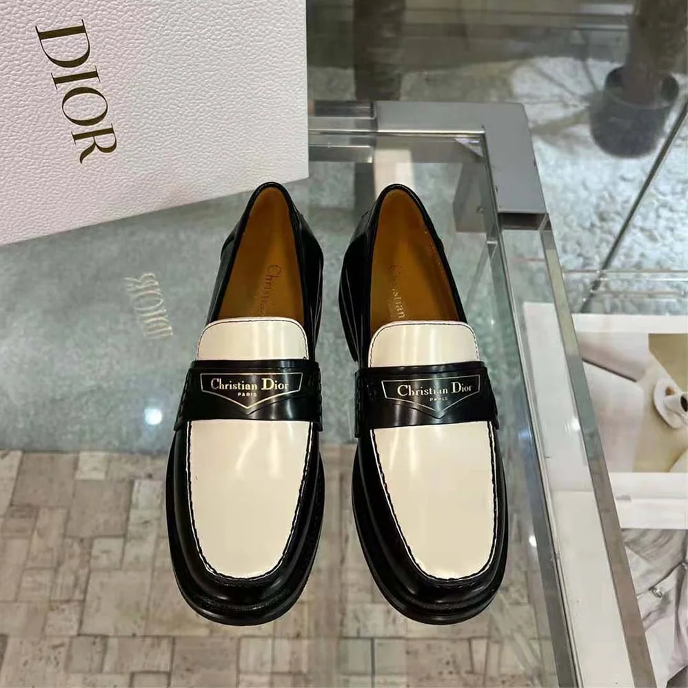 Dior Boy Loafer Black and White Brushed Calfskin for Women