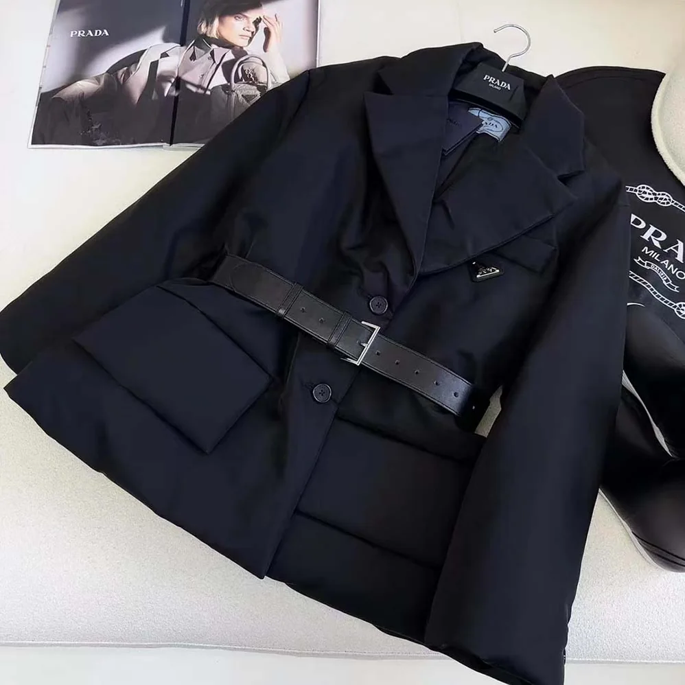 Prada Re-Nylon Gabardine Puffer Jacket for Women in Black