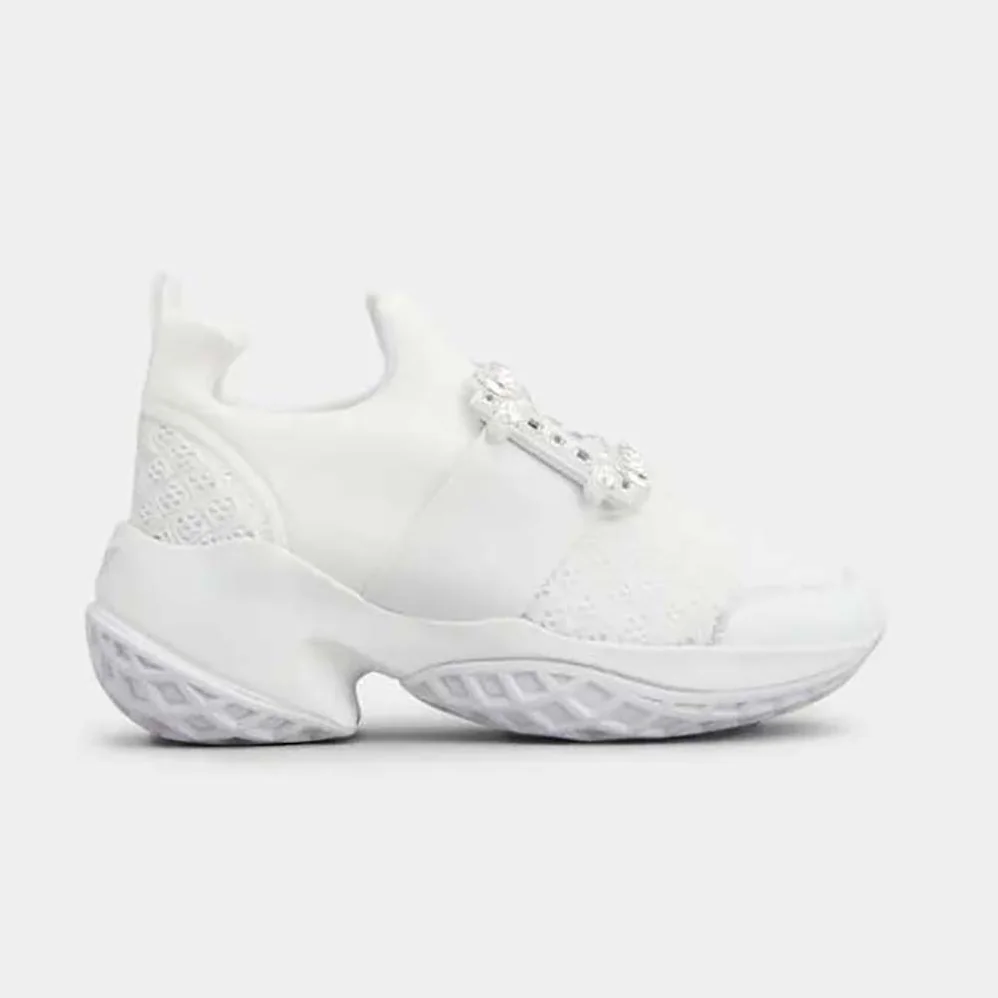 Roger Vivier Viv' Run Strass Buckle Sneakers in Technical Fabrics for Women in White