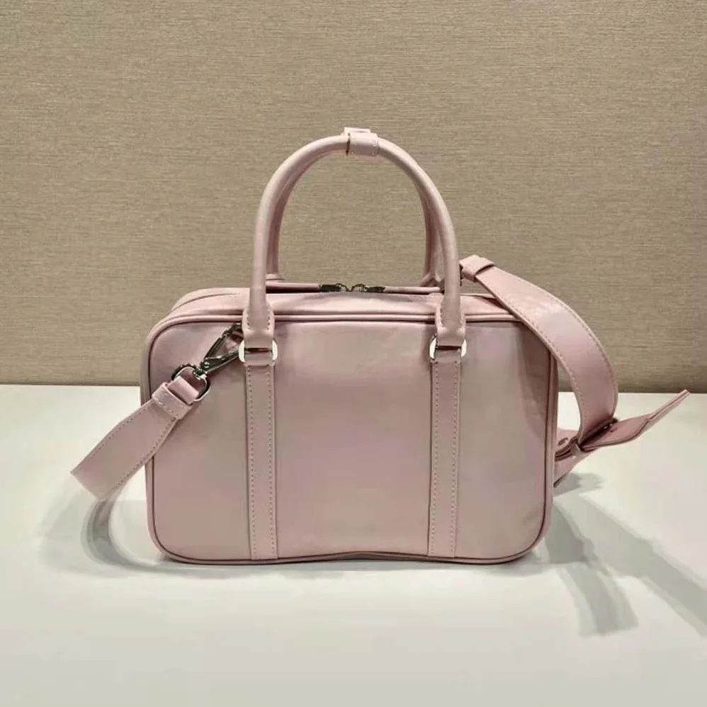 Prada Medium Antique Nappa Leather Top Handle Bag for Women in Pink