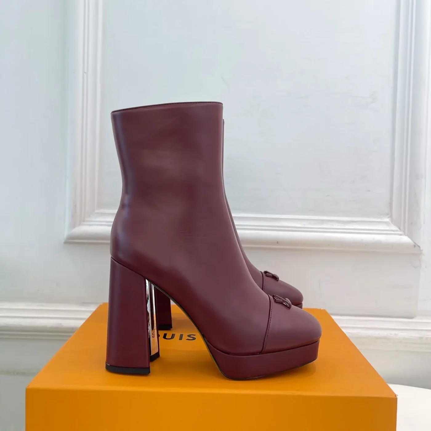 Louis Vuitton Swing Platform Ankle Boots Bordeaux Red