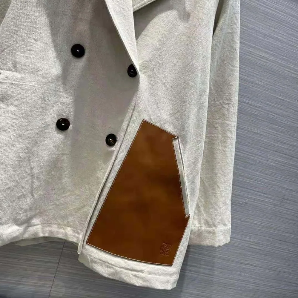 Loewe Trapeze Peacoat in Cotton and Linen for Women Loewe Trapeze Peacoat in Cotton and Linen for Women