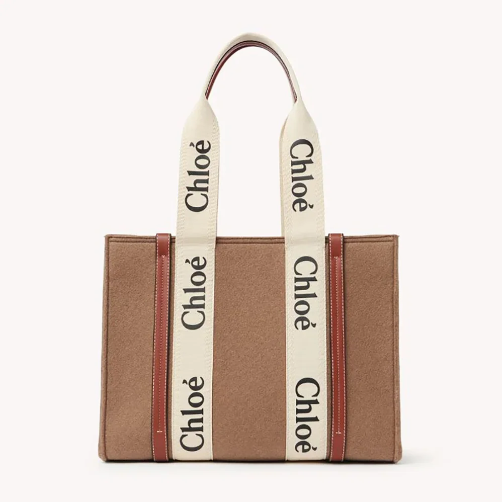 Chloe Medium Woody Tote Bag for Women in Brown