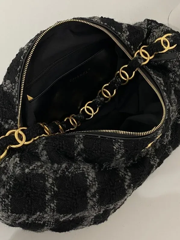 Chanel Maxi Hobo Bag in Black Gold Hardware