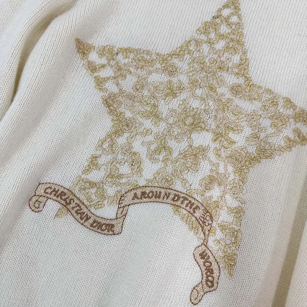 Dior Embroidered Sweater Ecru Cashmere Knit for Women Dior Embroidered Sweater Ecru Cashmere Knit for Women