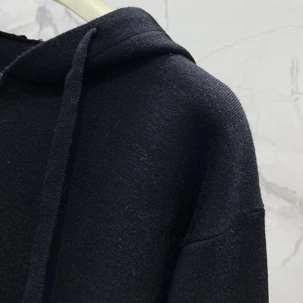 Loewe Anagram Zip-up Hoodie in Wool for Women in Black Loewe Anagram Zip-up Hoodie in Wool for Women in Black