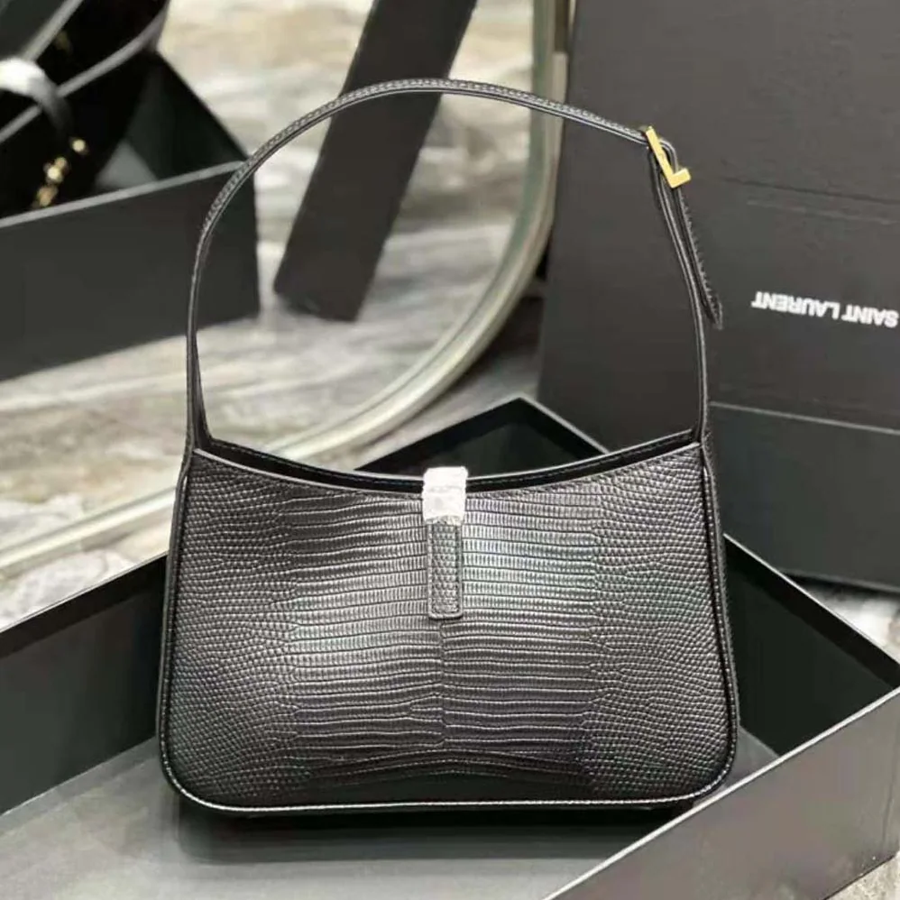 Saint Laurent YSL Le 5 à 7 Mini in Lizard for Women in Black