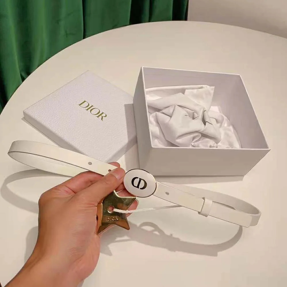 Dior Teddy-D Belt Smooth Calfskin-15 MM for Women in White