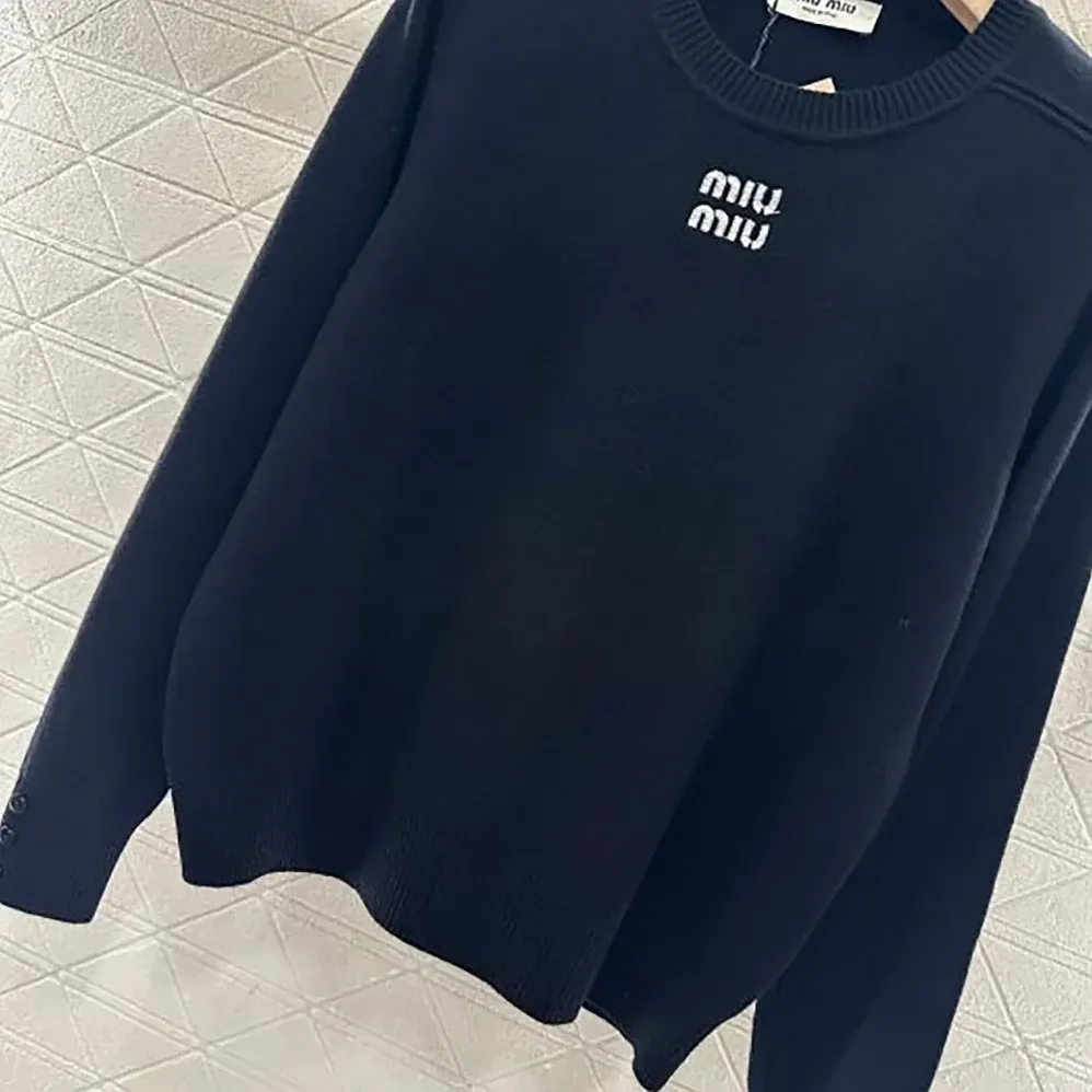 Miu Miu Cashmere Crew-Neck Sweater for Women in Black