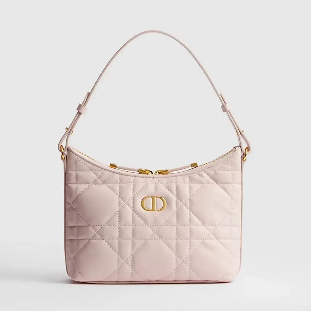 Dior Miss Caro Diorling Mini Bag with Chain Powder Pink Macrocannage Lambskin for Women