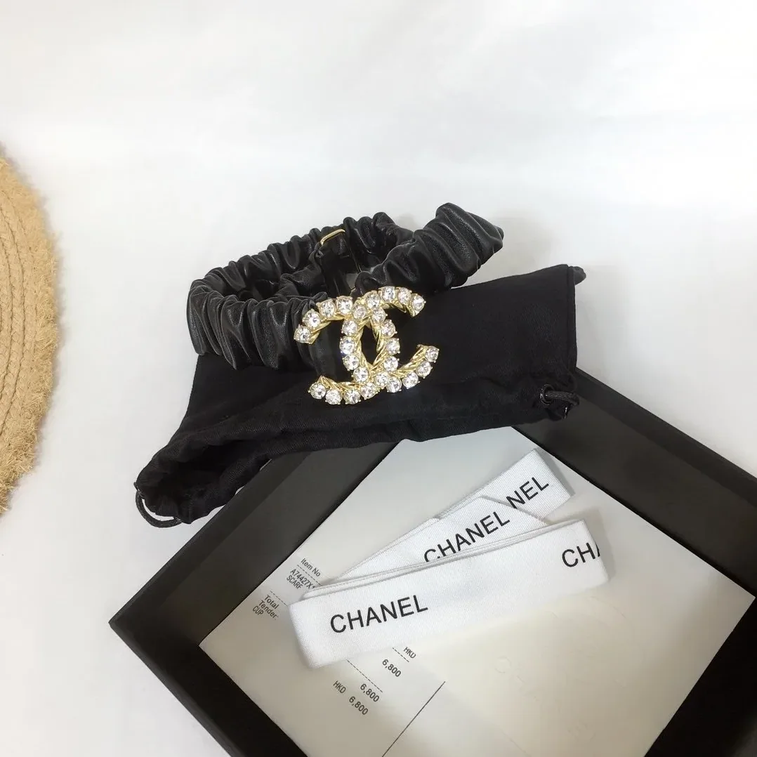 Chanel Belt with Double C Buckle in Black with Gold-Toned Metal and Strass Hardware Chanel Belt with Double C Buckle in Black with Gold-Toned Metal and Strass Hardware