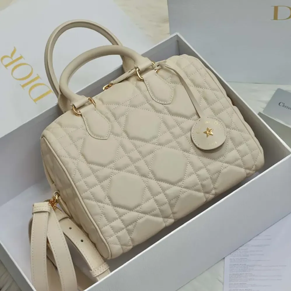 Dior Groove 25 Bag Dusty Ivory Macrocannage Calfskin for Women