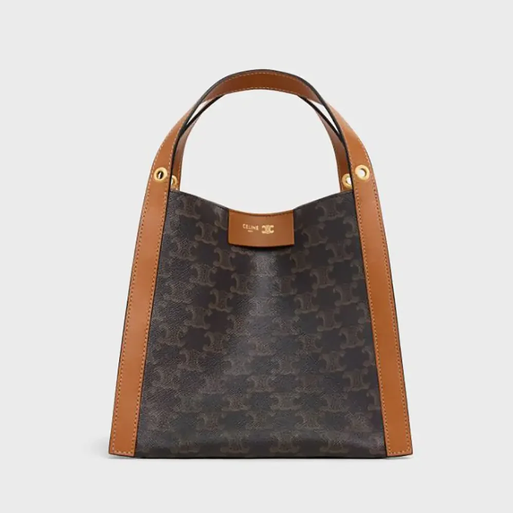 Celine Small Cube Bag In Triomphe Canvas And Natural Calfskin for Women